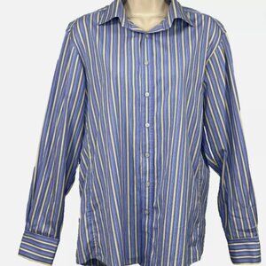 Thomas Pink Jermyn Street London Dress Shirt Slim Fit Blue Stripe 15.5/39cm